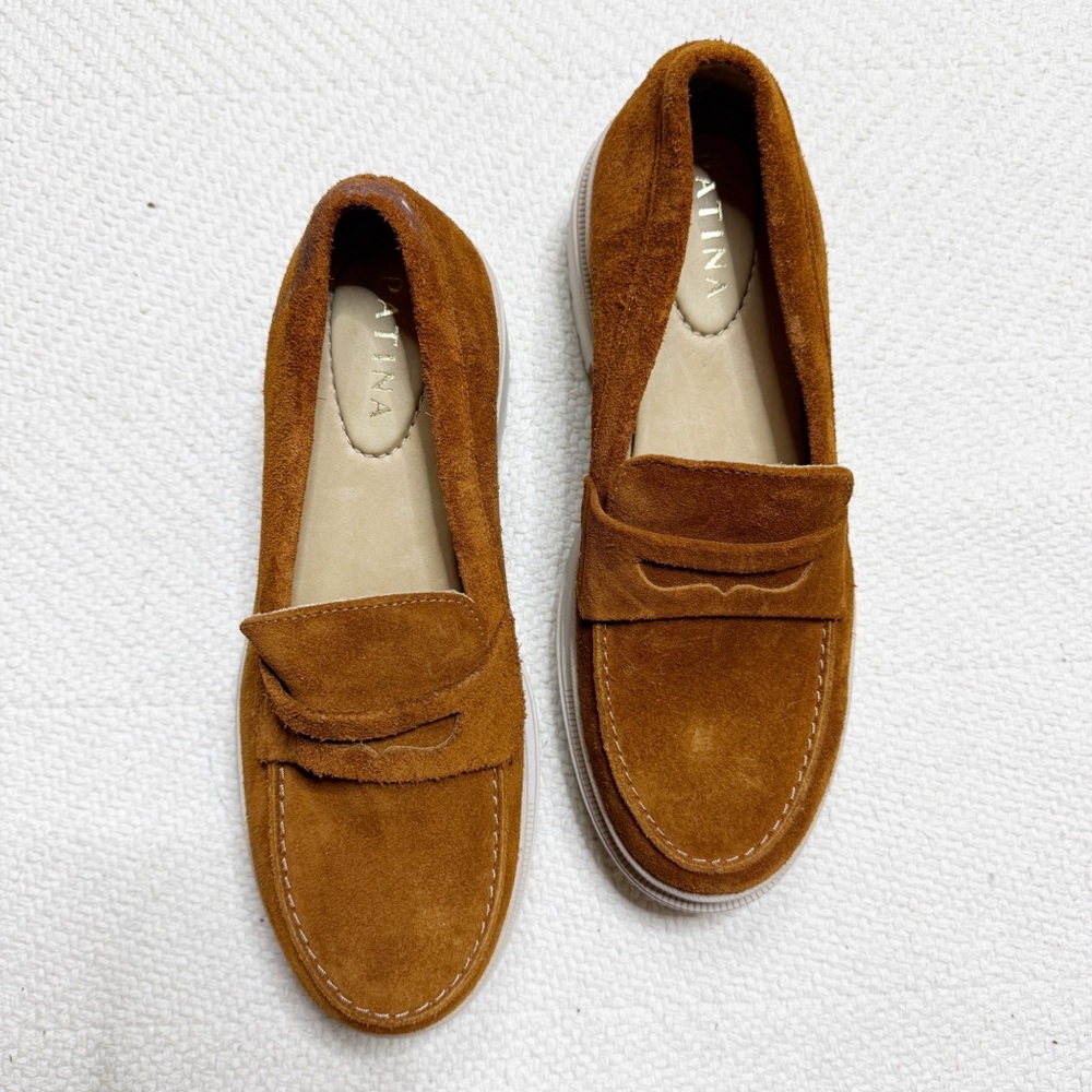 PORTLAND LEATHER Patina fawn brown Zoe chunky suede loafers SIZE 8.5